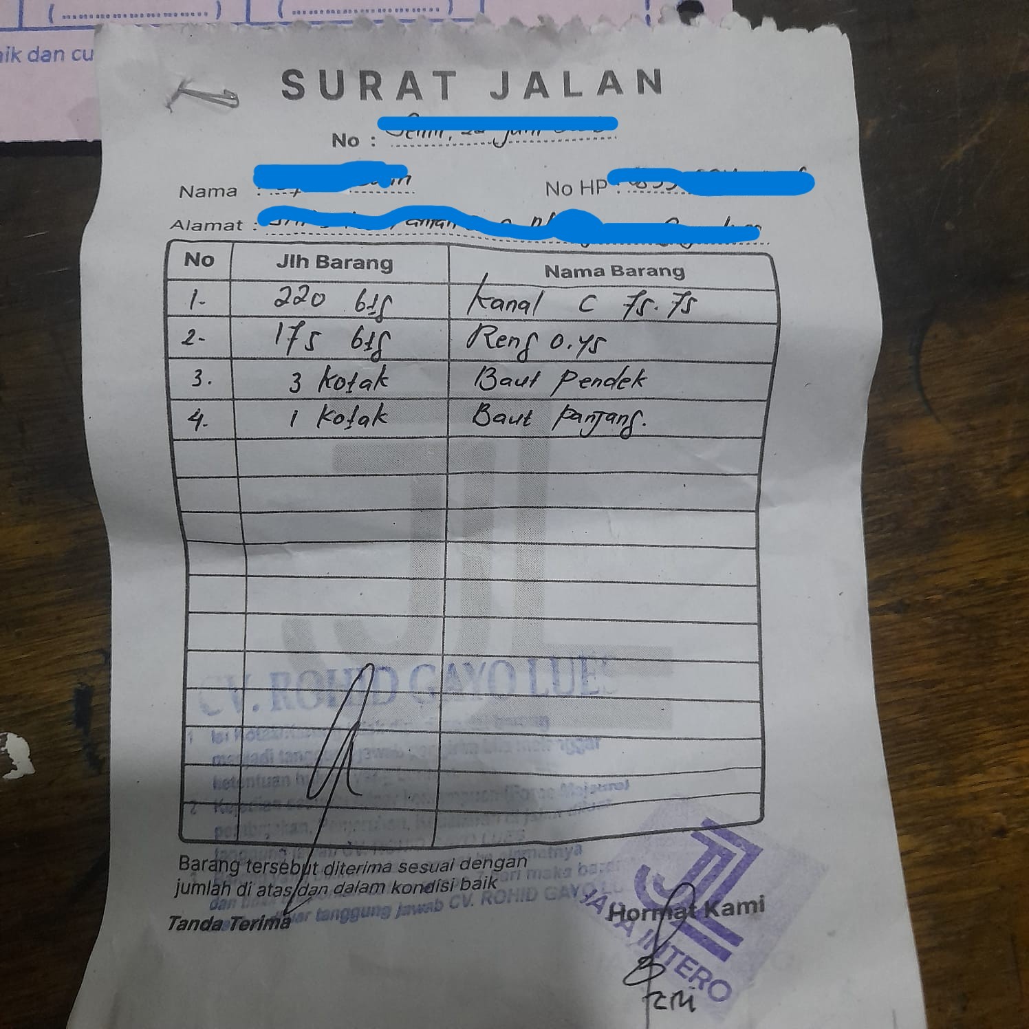 Nota Pengiriman 13